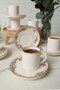 Hermia Juego de tazas de café y platos de cerámica, 12 piezas, Crema y Marrón